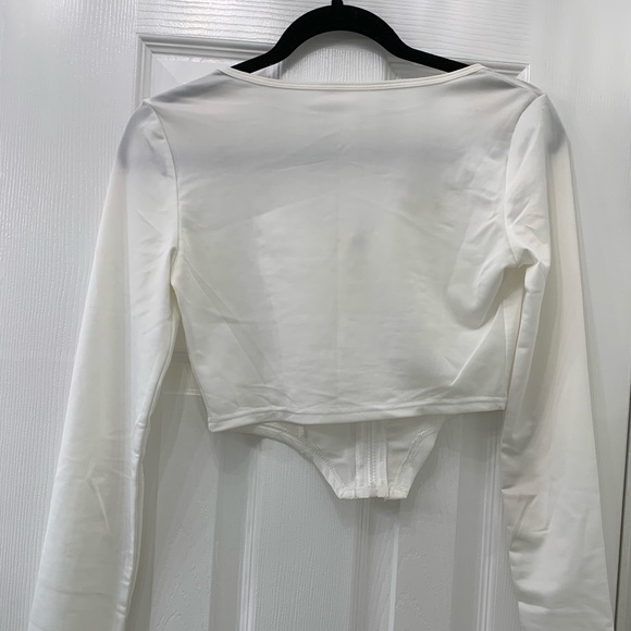 White Corset Zip-Up Long Sleeve - Picture 4 of 4
